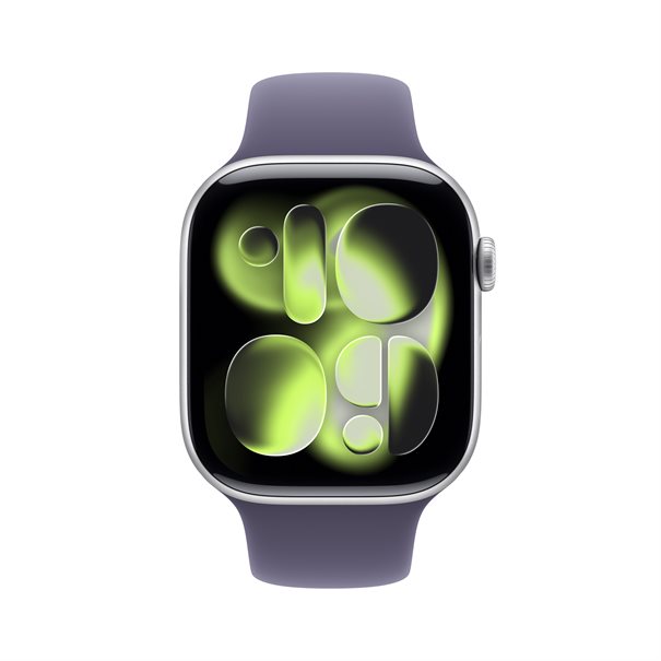 Apple Watch Series 11 silver aluminium 46mm purple fog sport band Size S/M