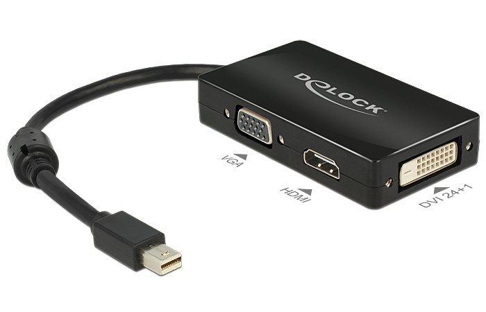 Delock Adapter Mini-DisplayPort auf VGA/HDMI/DVI  passiv black