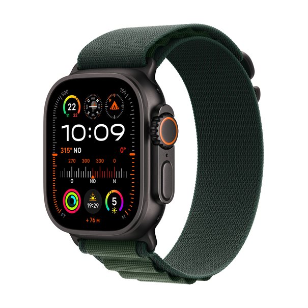 Apple Watch Ultra 2 (2024) black titanium 49mm 4G dark green alpine loop Size S